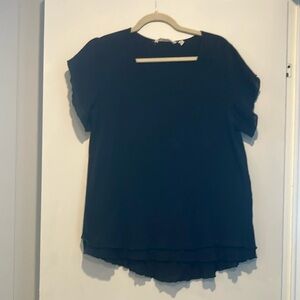 Soft Surroundings Blue Relaxed Cuffed Sleeve T-Shirt